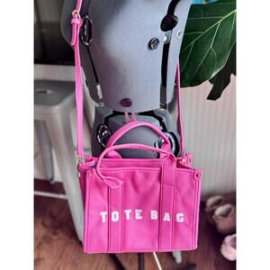Hot Pink Mini Tote Bag with Crossbody Strap | Structured Zip-Top Purse